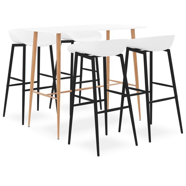 vidaXL Set mobilier de bar, 5 piese, alb