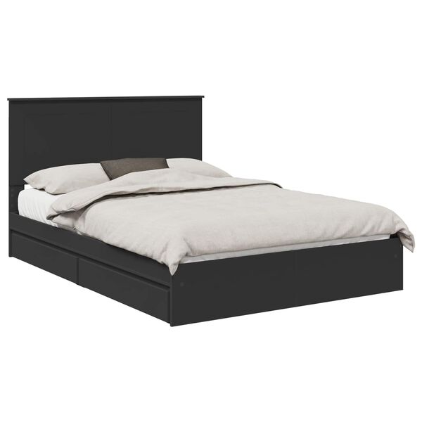vidaXL Pat cu storage cu headboard Negru 140 x 190 cm Lemn compozit
