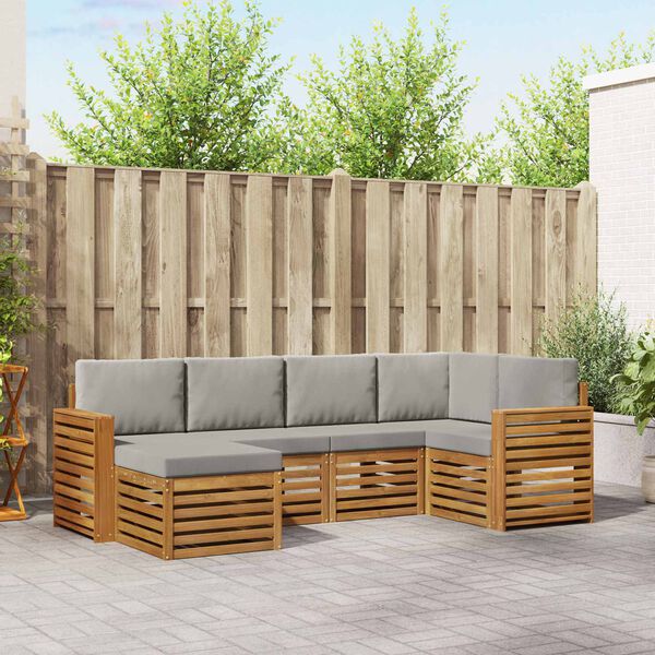 vidaXL Set canapea sectională cu pernă 6 pcs Gri natural și deschis