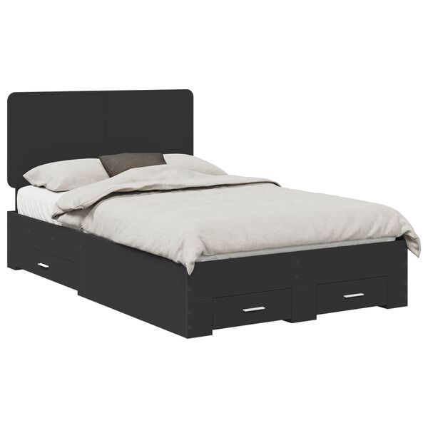vidaXL Cadru de pat cu headboard Negru 120 x 200 cm Lemn compozit