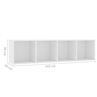vidaXL Bibliotecă/Comodă TV, alb, 143x30x36 cm