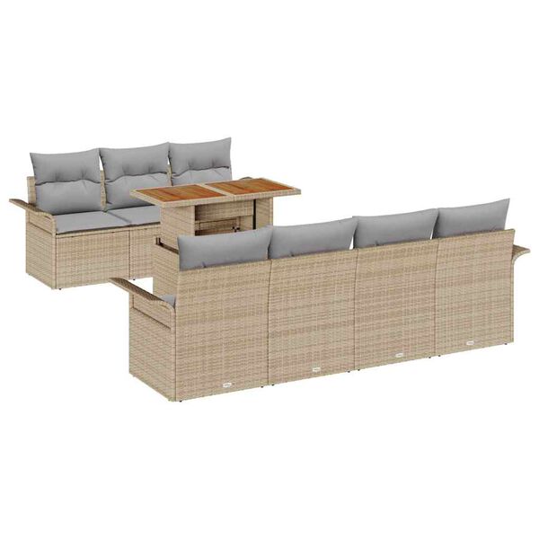 vidaXL Set de canapele pentru grădină 8 pcs Bej Rattan poli