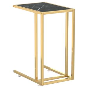 vidaXL Masă laterală calculator negru marmură 50x35x65 cm sticlă