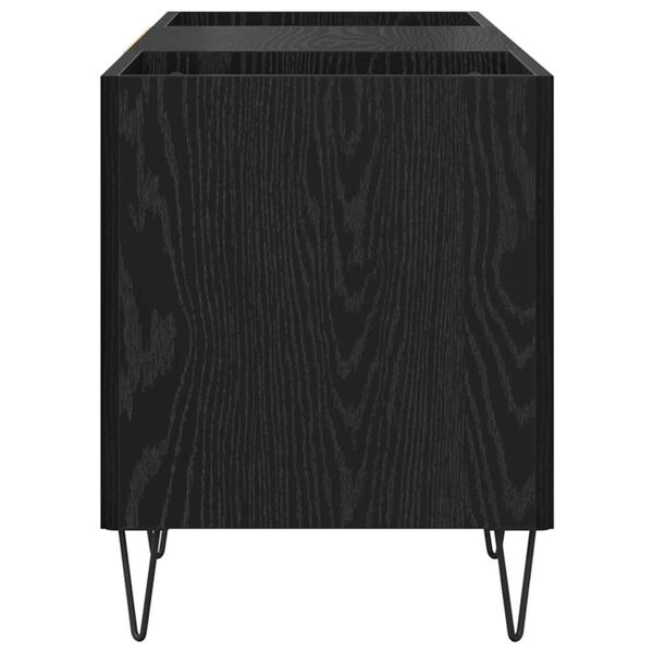 vidaXL Dulap pentru discuri de vinil Stejar Negru 121 x 38 x 48 cm