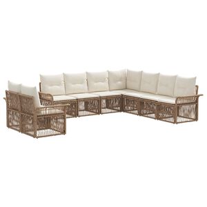 vidaXL Set de canapele pentru grădină 9 pcs Bej poliratan