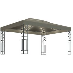 vidaXL Pavilion cu acoperiș dublu & lumini LED, gri taupe, 3x4m