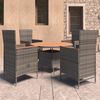 vidaXL Set mobilier de exterior cu perne, 5 piese, gri, poliratan
