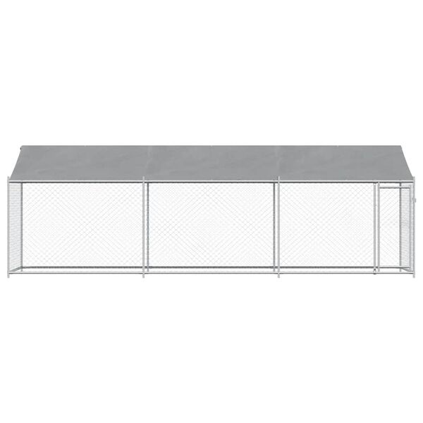 vidaXL Cușcă câini cu acoperiș și uși, gri, 6x2x2 m, oțel galvanizat