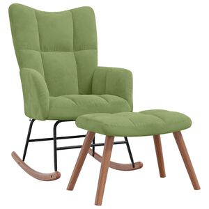 vidaXL Scaun balansoar cu taburet, verde deschis, catifea