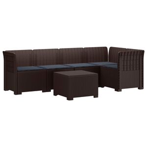 vidaXL Sofa de grădină cu 5 locuri cu perne aspect rattan PP Maro