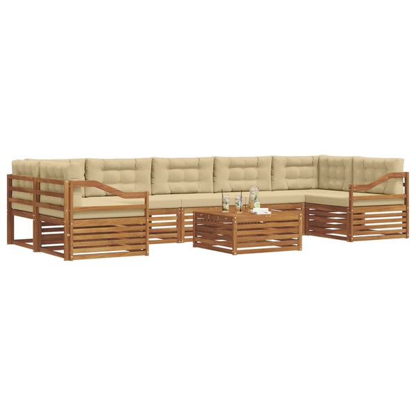 vidaXL Set de canapele de exterior cu pernă 8 pcs Natural și Bej