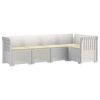 vidaXL Sofa de grădină cu 5 locuri cu perne aspect rattan PP Alb