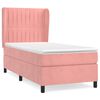 vidaXL Pat box spring cu saltea, roz, 90x200 cm, catifea