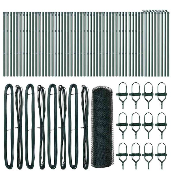 vidaXL Îngrădire cu stâlpi Verde 0.5 x 100 m otel acoperit cu PVC