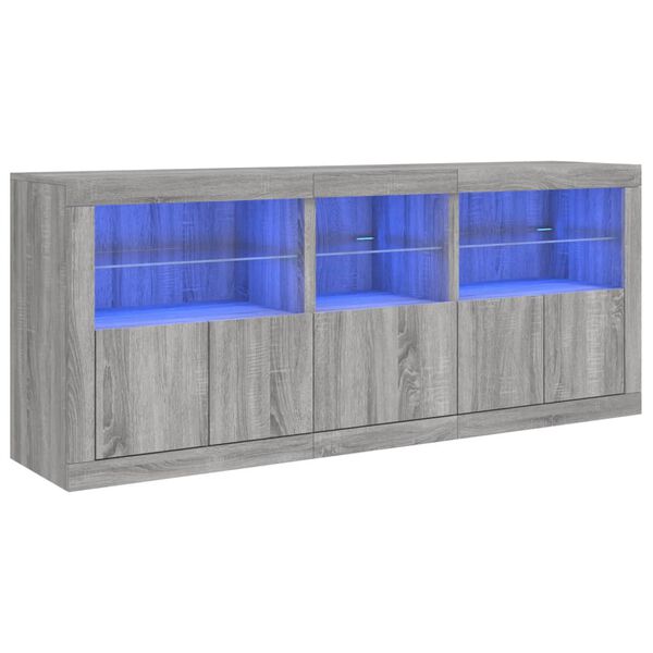 vidaXL Dulap cu lumini LED, gri sonoma, 162x37x67 cm