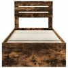 vidaXL Cadru de pat Stejar fumuriu 90 x 190 cm Lemn de pin masiv