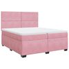 vidaXL Pat box spring cu saltea, roz, 200x200 cm, catifea