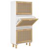 vidaXL Pantofar, alb, 52x25x115 cm, lemn prelucrat și ratan natural