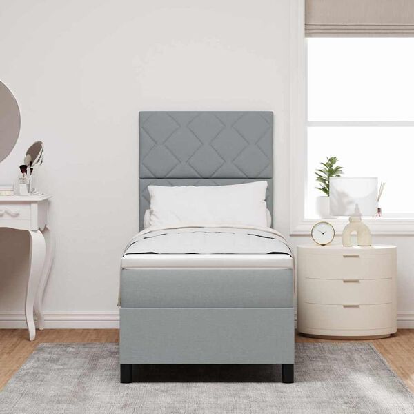 vidaXL Pat cu arcuri cu saltea cu led Gri deschis 80 x 200 cm țesătură