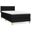 vidaXL Pat box spring cu saltea, negru, 90x200 cm, textil