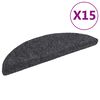 vidaXL Covorașe autoadezive pentru scări, 15 buc., 56x17x3 cm, gri &icirc;nchis, semirotunde