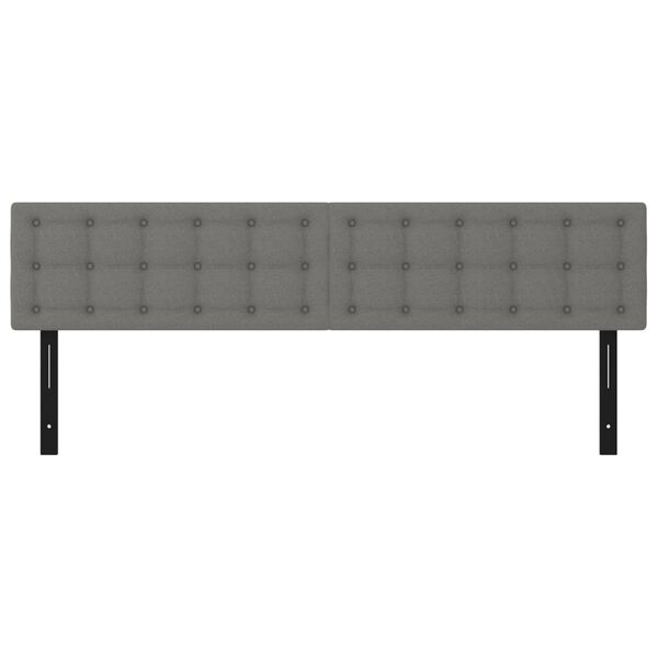 vidaXL Tăblii de pat, 2 buc, gri &icirc;nchis, 90x5x78/88 cm, textil