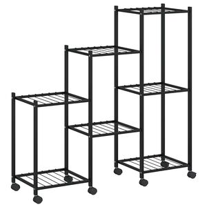 vidaXL Suport pentru flori cu roți, 83x25x83,5 cm, negru, fier