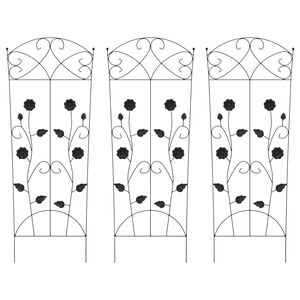 vidaXL Gard de Grădină 3 buc. Negru 110,5 x 42,5 cm Oțel