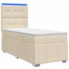 vidaXL Pat cu arcuri LED și saltea Crem 90 x 200 cm Țesătură