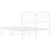 vidaXL Cadru de pat metalic cu tăblie, alb, 120x200 cm