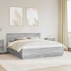 vidaXL Cadru de pat cu headboard Gri Sonoma 200 x 200 cm Lemn compozit