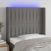 vidaXL Tăblie de pat cu LED, gri &icirc;nchis, 83x16x118/128 cm, textil