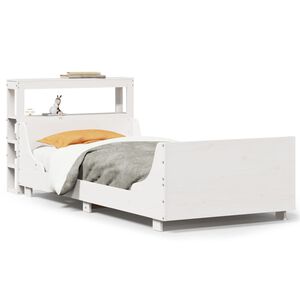 vidaXL Cadru de pat fără saltea, alb, 75x190 cm, lemn masiv de pin