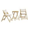 vidaXL Set de bistro pliabil, 3 piese, cu perne alb crem, bambus