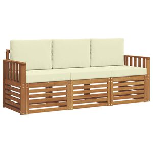 vidaXL Seturi de canapele 3 pcs Natural și Crem Lemn Solid de Acacia