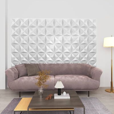 vidaXL Panouri de perete 3D 12 buc. alb 50x50 cm model origami 3 m²