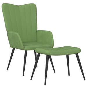 vidaXL Scaun de relaxare cu taburet, verde deschis, catifea