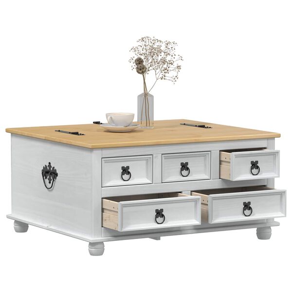 vidaXL storage box cu sertar Alb 90 x 78 x 45 cm Lemn de pin masiv