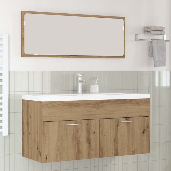 vidaXL Dulap de Baie Stejar Artizanal 100 x 38,5 x 46 cm Lemn compozit