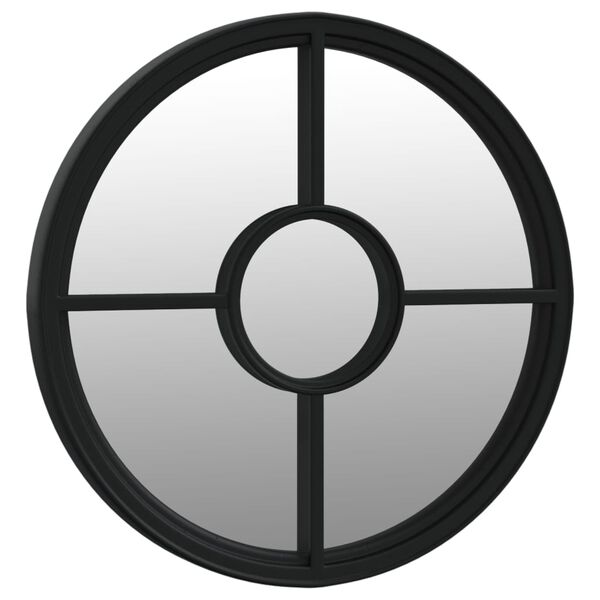 vidaXL Oglindă de grădină rotundă, negru, 60x4 cm, fier, uz exterior