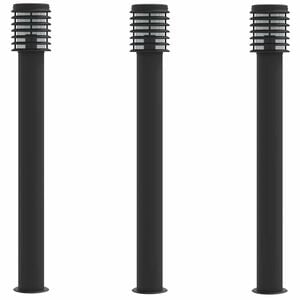 vidaXL Lămpi de podea de exterior 3 buc. negru 110 cm oțel inoxidabil