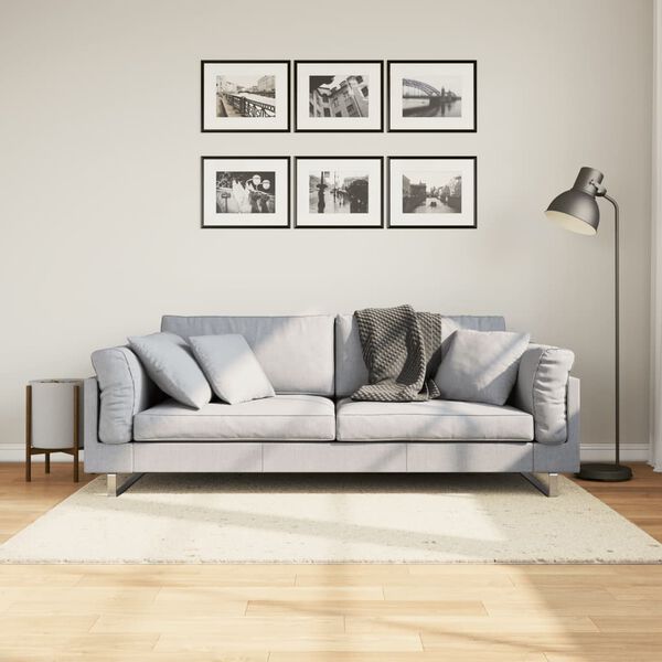 vidaXL Covor pufos "PAMPLONA" cu fire &icirc;nalte, crem modern, 120x170 cm