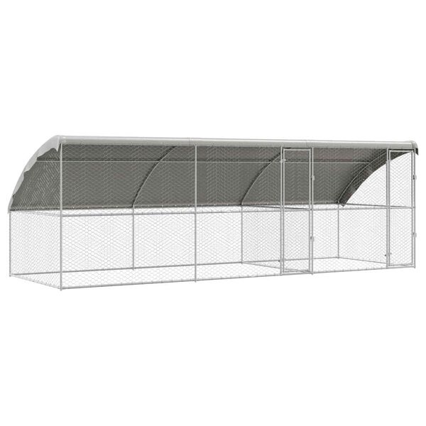 vidaXL Cușcă pentru c&acirc;ini 3 pcs Argintiu 6 x 2 x 2 m Oțel galvanizat