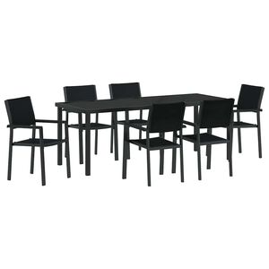 vidaXL Set de masă pentru grădină 7 pcs Negru