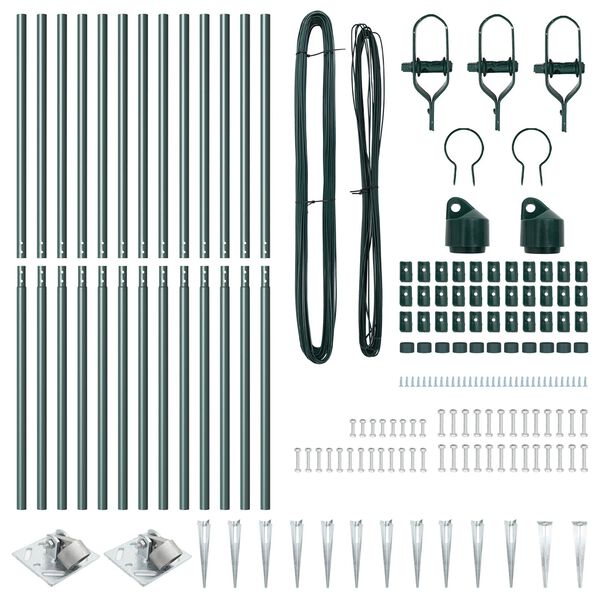 vidaXL Stâlpi de Gard Manual 13 pcs Verde Ø32mm 170 cm Oțel galvanizat