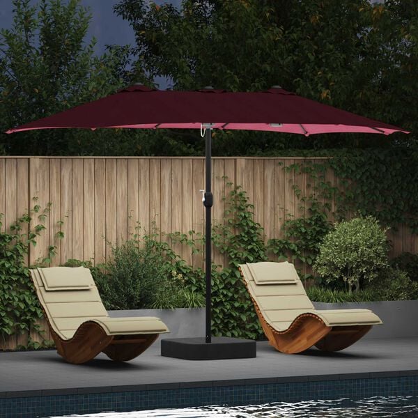 vidaXL Parasol de Grădină Roșu Bordeaux 385 x 209 x 244 cm Poliester