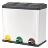 vidaXL Coș gunoi cu pedale pentru reciclare, oțel inoxidabil, 54 L