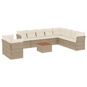 vidaXL Set canapele de grădină cu perne, 11 piese, bej, poliratan