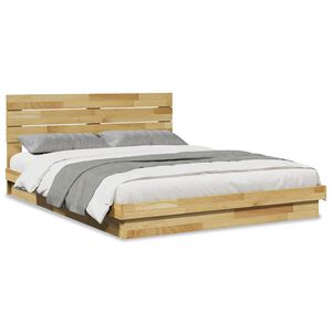 vidaXL Cadru de pat cu tăblie fără saltea 150x200 cm lemn masiv stejar