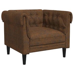 vidaXL Fotoliu Chesterfield, maro, material textil